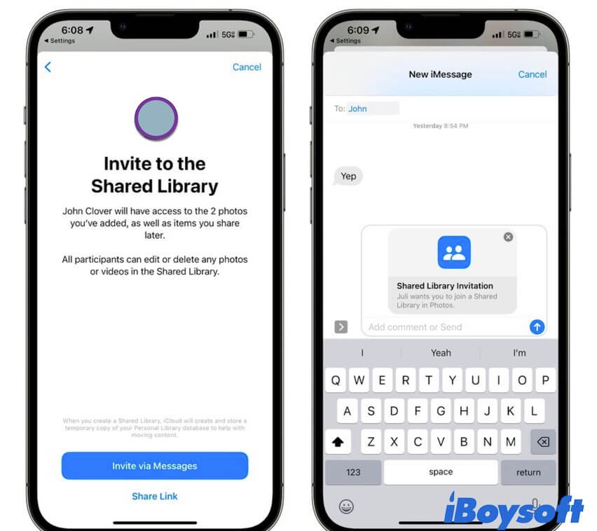 Choose the way you want to notify the person you invite