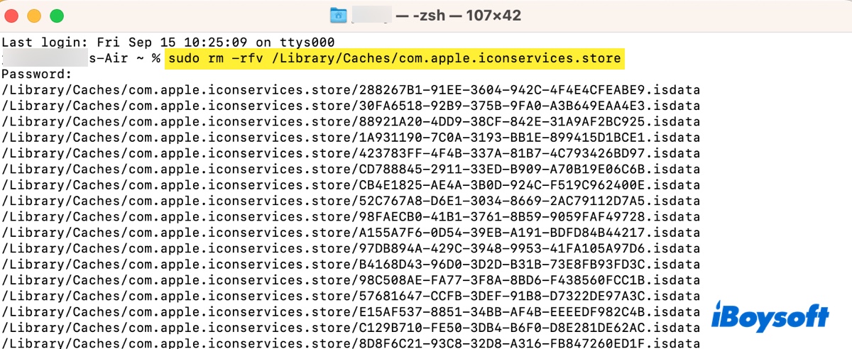 Clear the iconservices caches on Mac