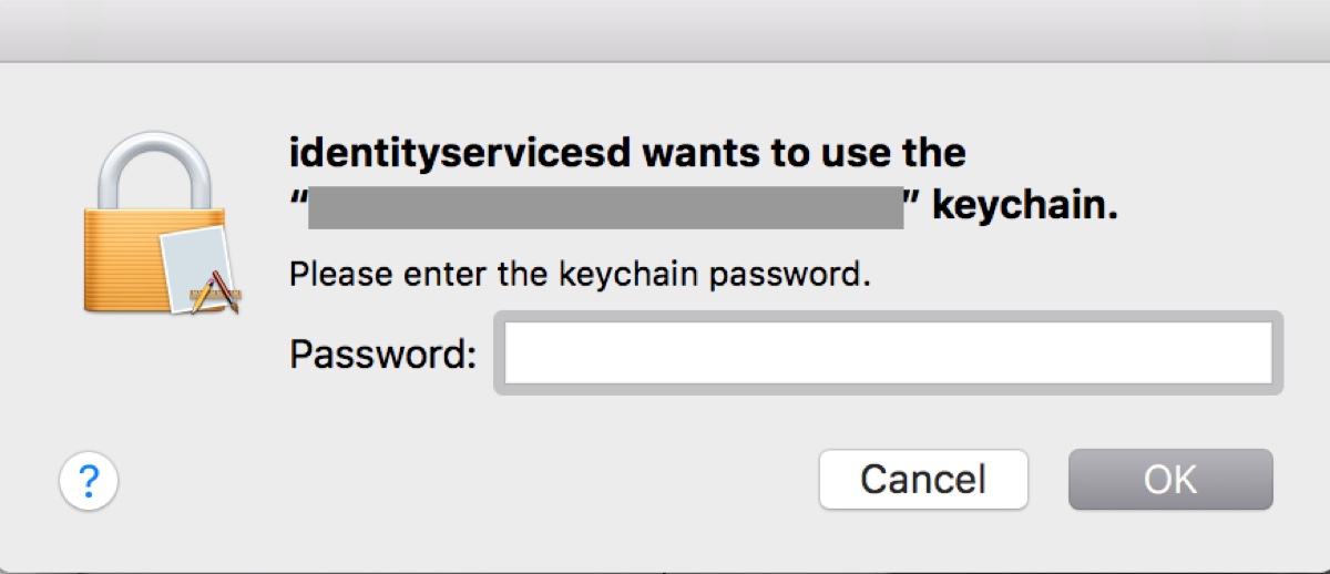 identityservicesd wants to use login keychain