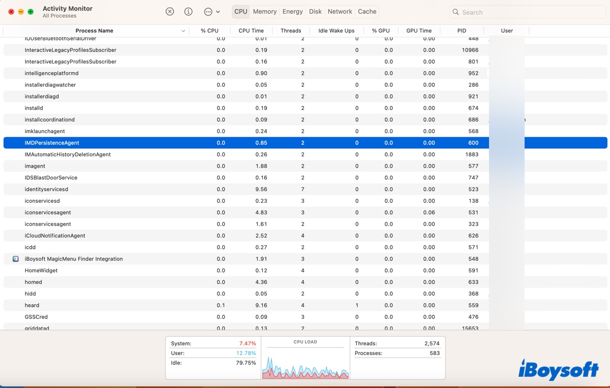 What is IMDPersistenceAgent on Mac