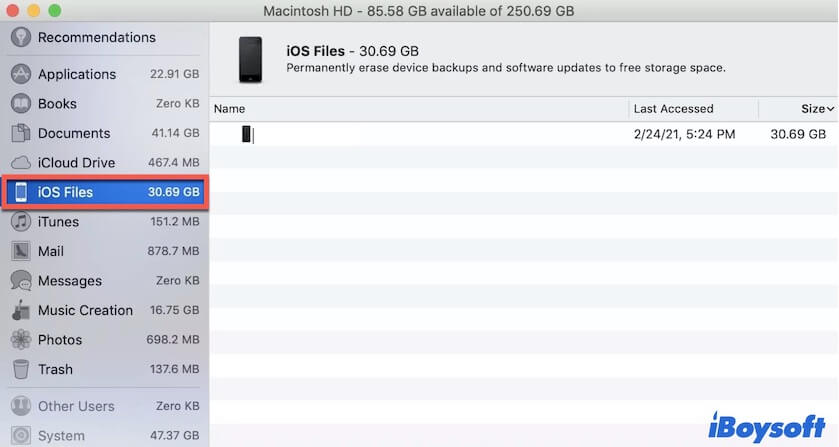 iOS files on Mac