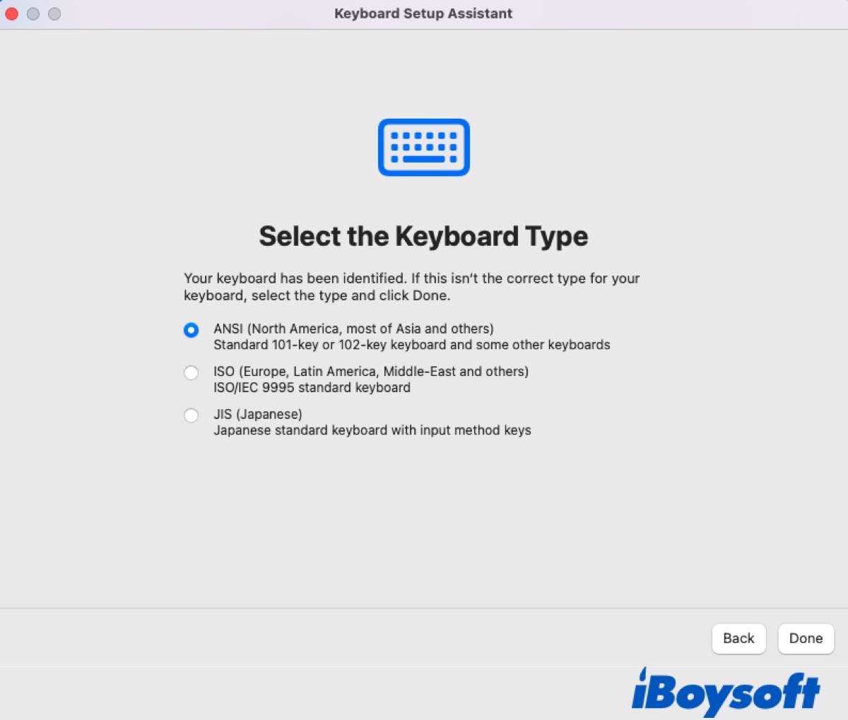 Select your keyboard type