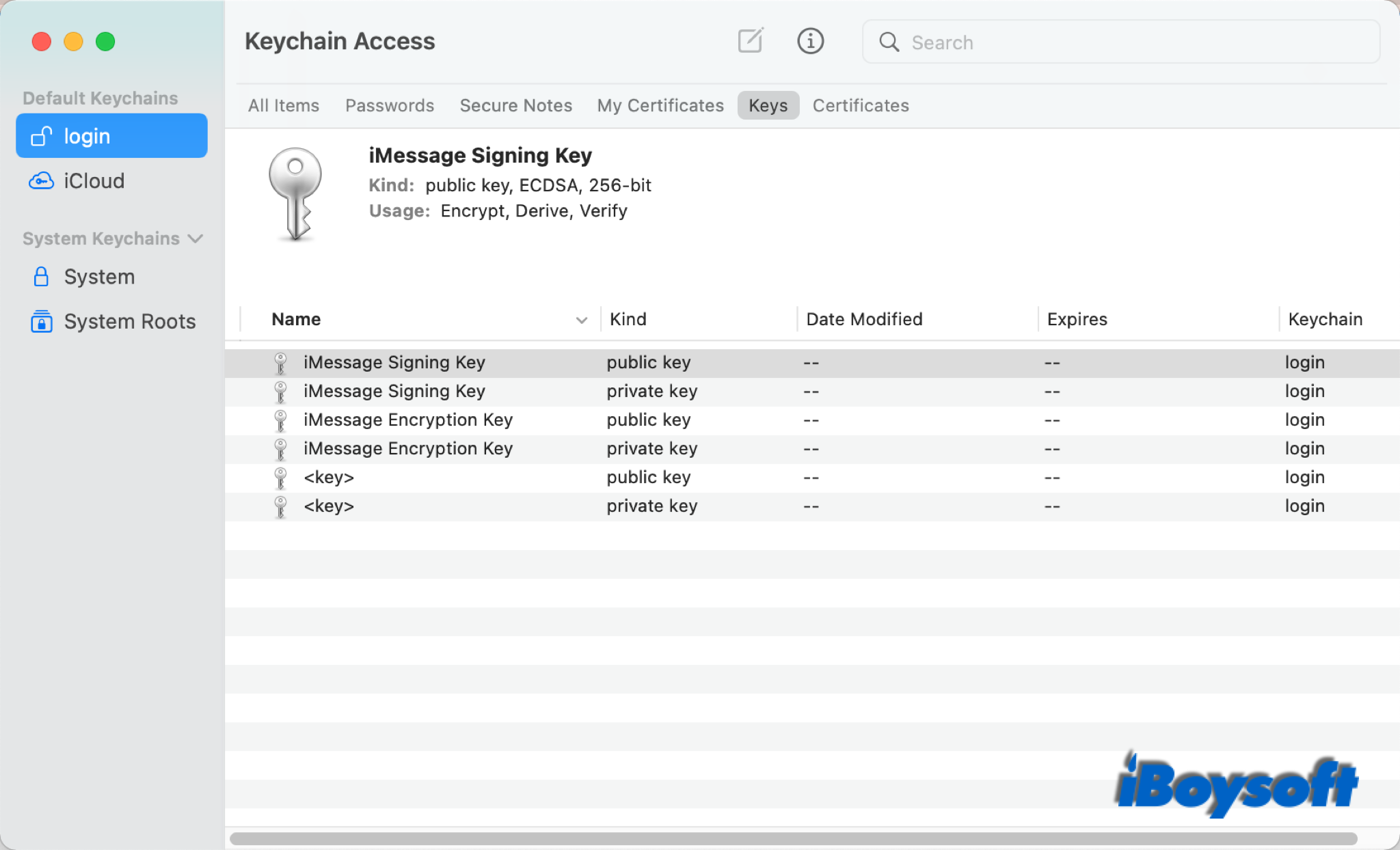 keychain access interface