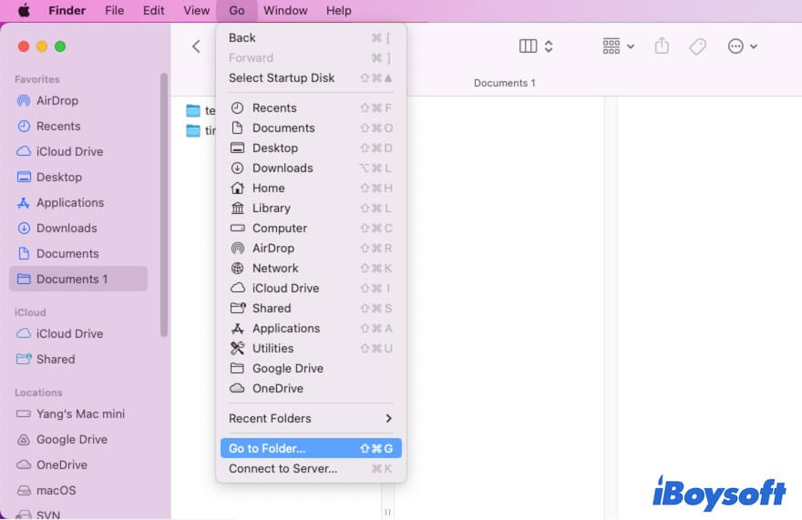 open Go to Folder on Mac