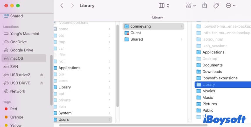 open the Library folder on Mac