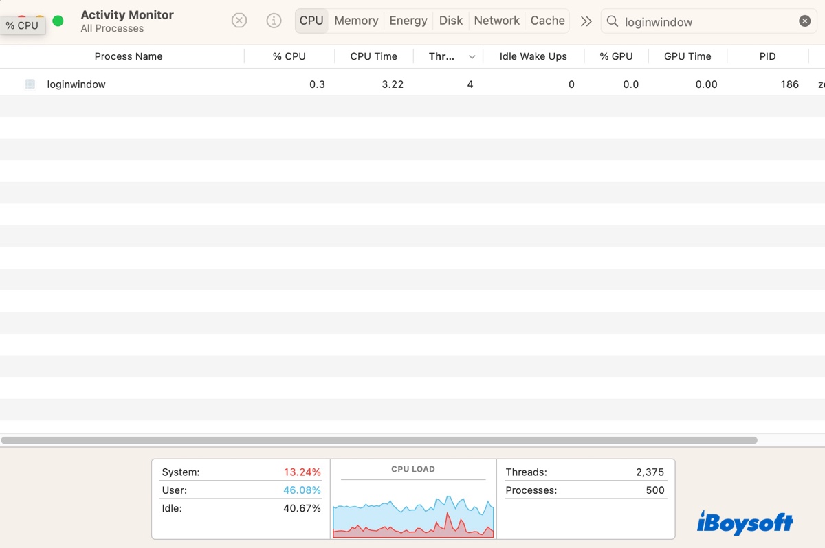 Loginwindow process in Activity Monitor