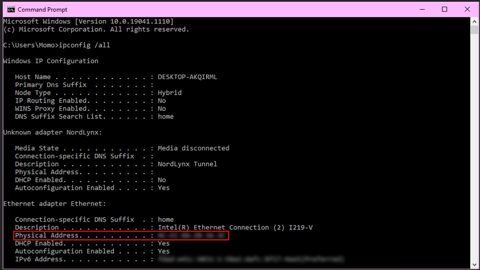 How to find the MAC address of your computer