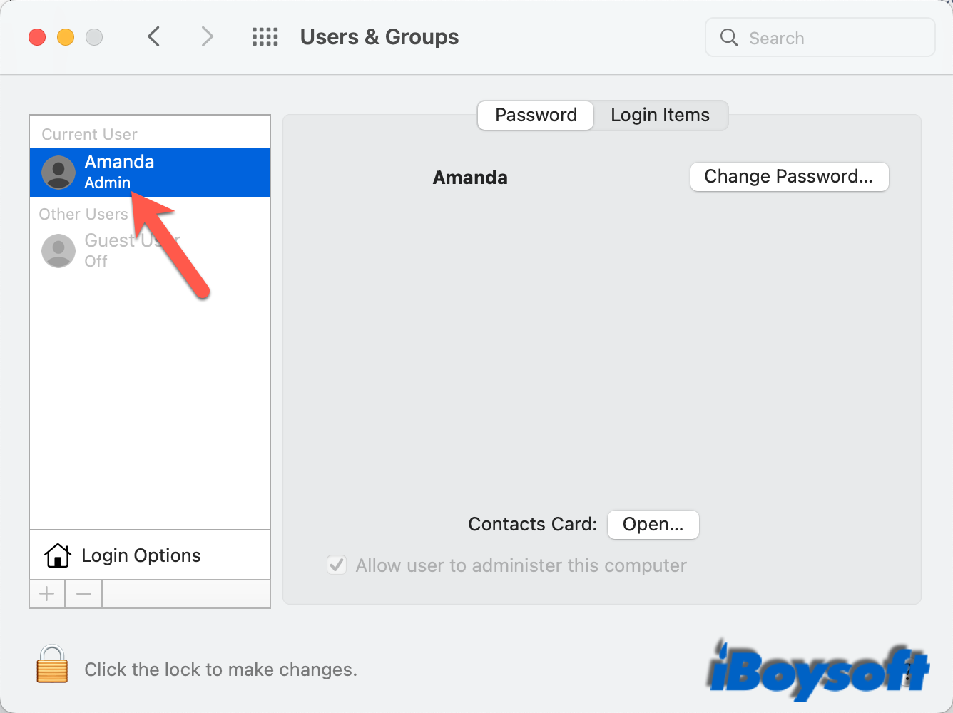 check admin account on Mac