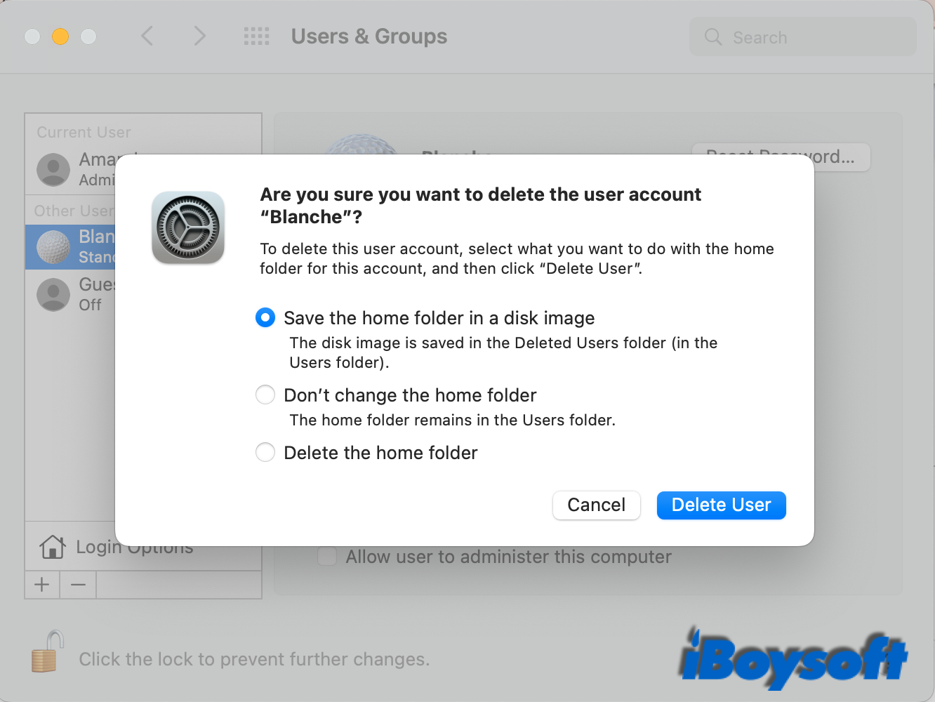 delete a user on Mac
