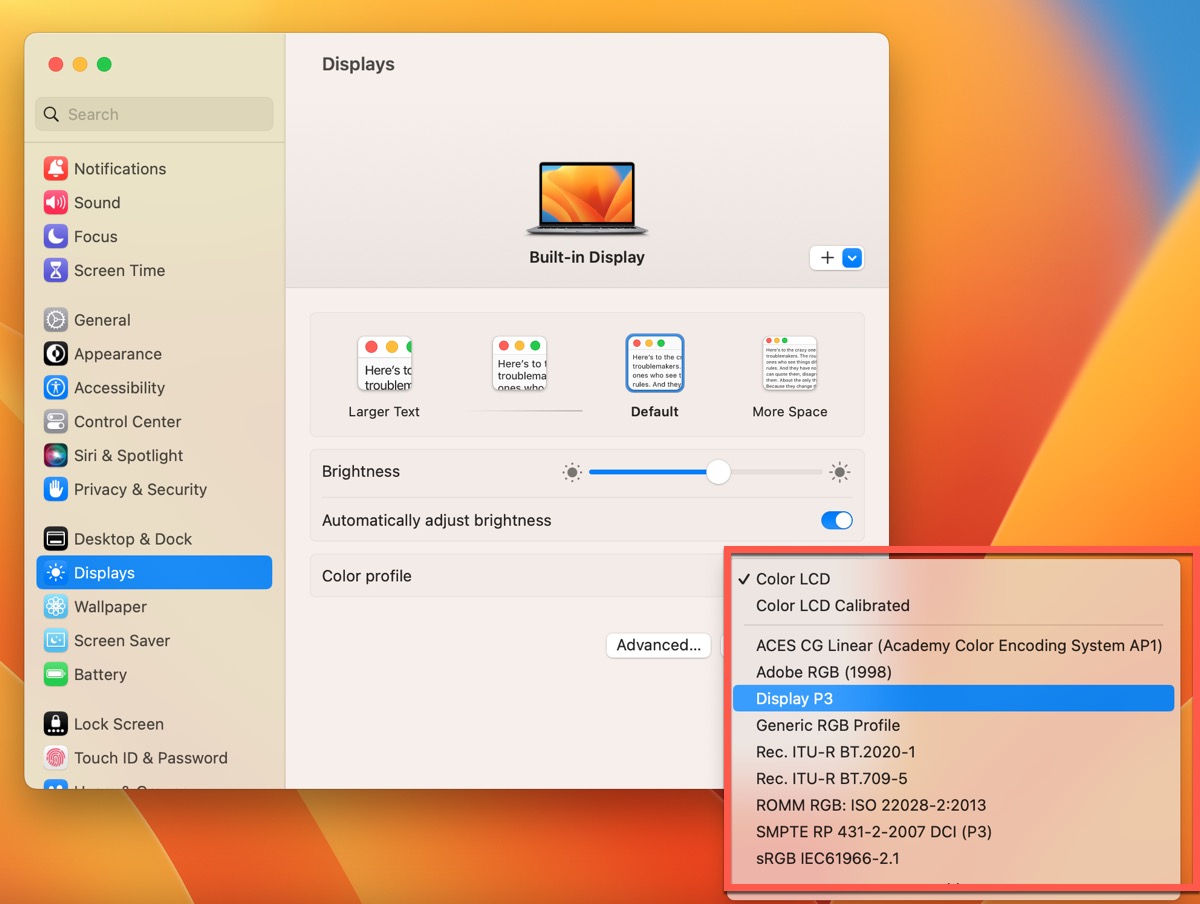 Change another color profile on your Mac