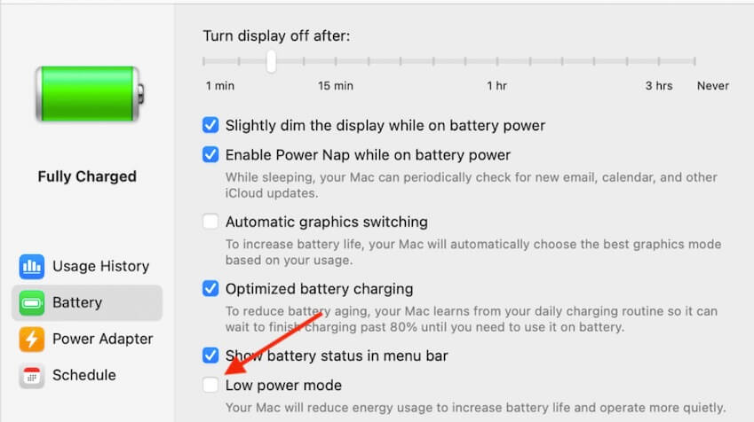 MacBook Battery preferences