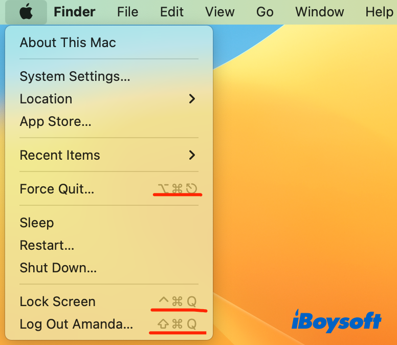 apple menu modifier keys