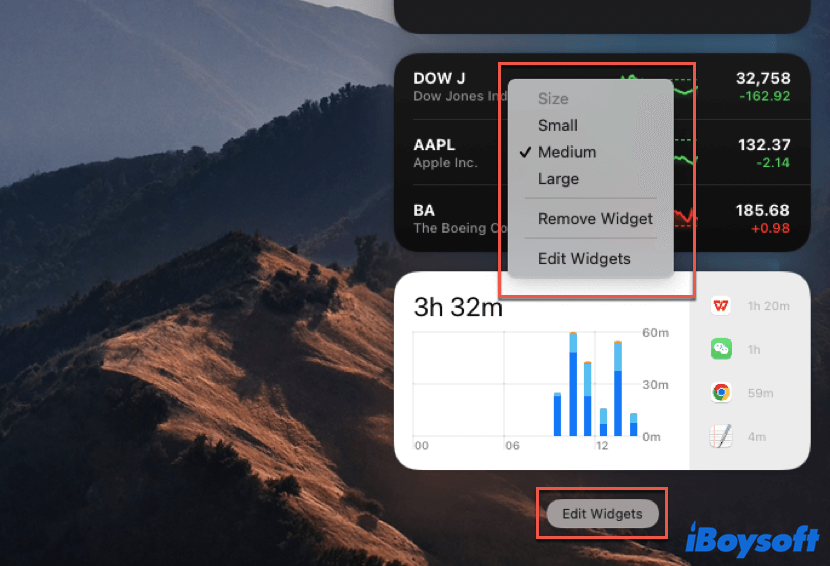 edit widgets in Notification Center