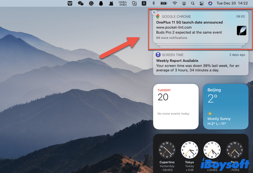 Google Chrome notifications in Notification Center