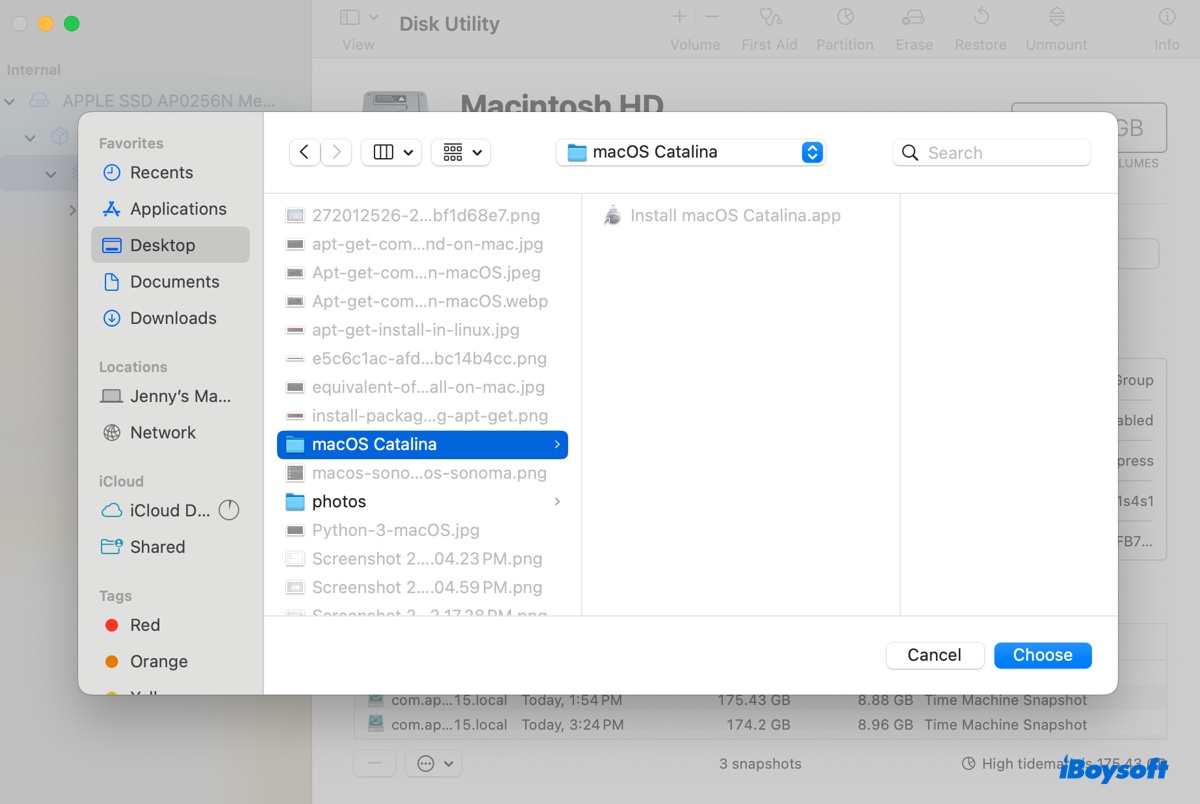 Choose the macOS Catalina folder to create a macOS Catalina DMG file