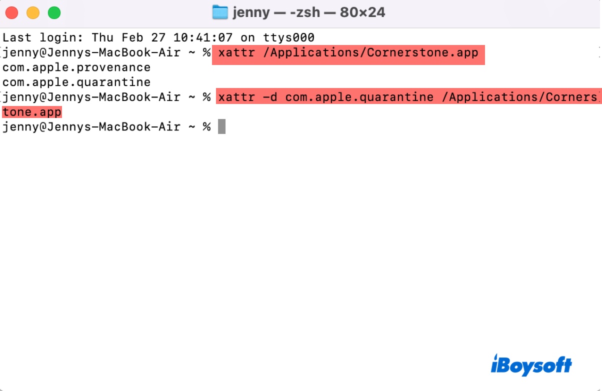 How to remove extended attribtues on Mac