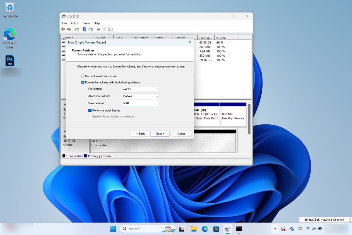 Choose a file system on Windows