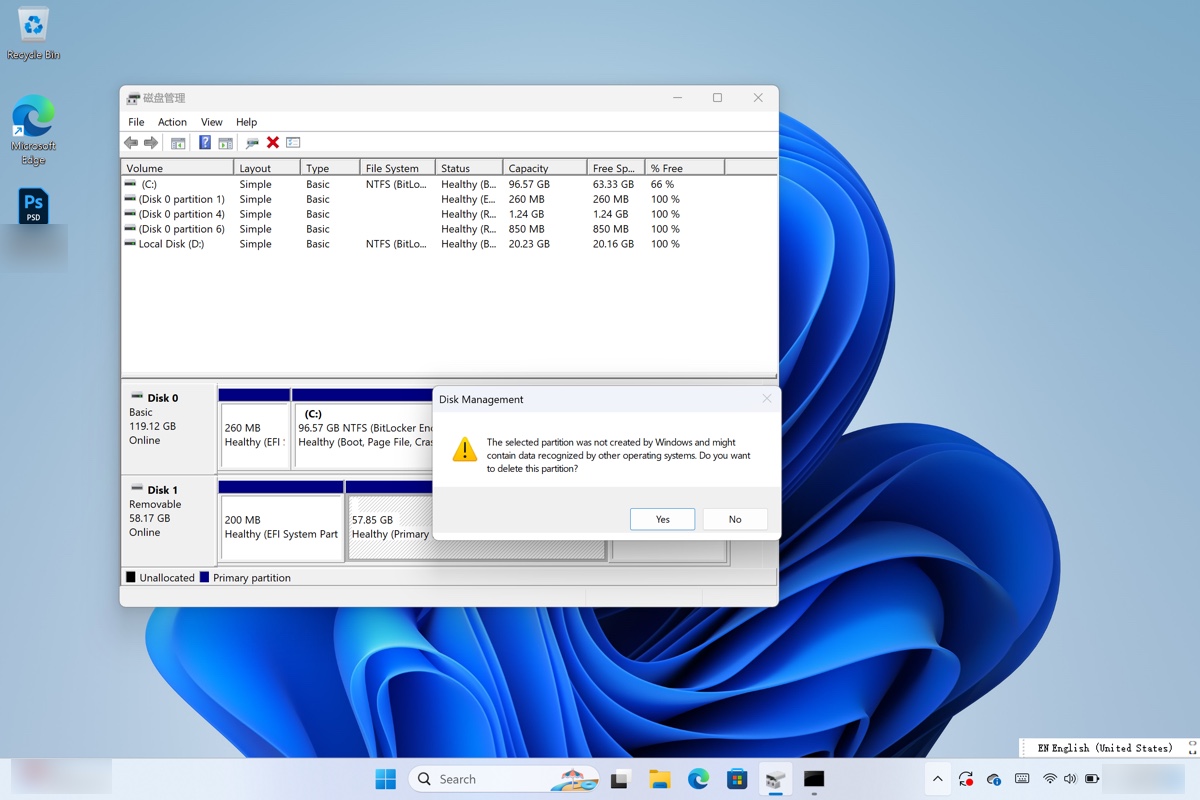 Click Yes to confirm deletion