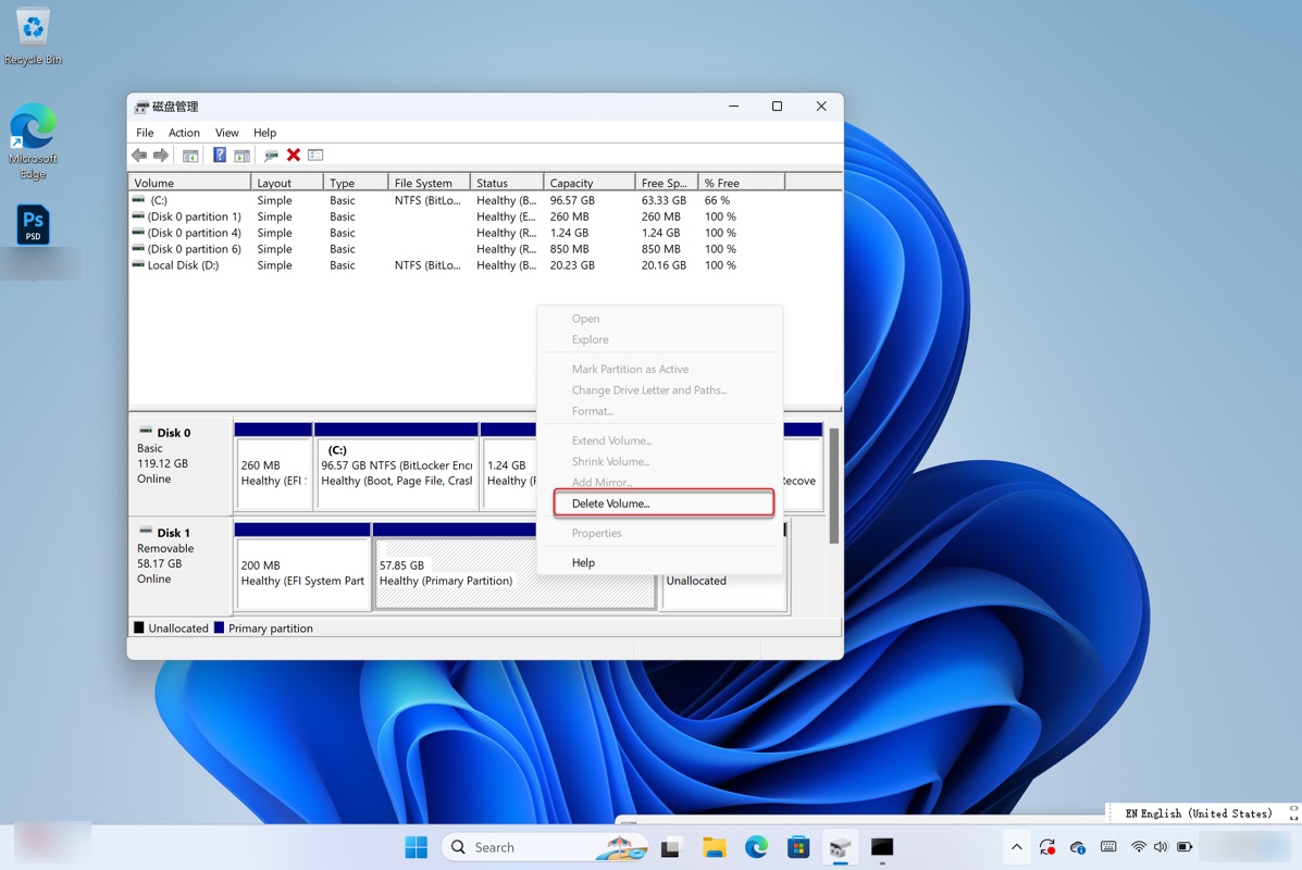 Delete the Mac OS Extended Journaled volume on Windows