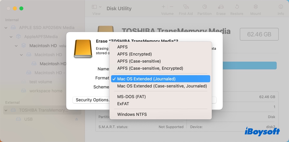 Select a file system on Mac