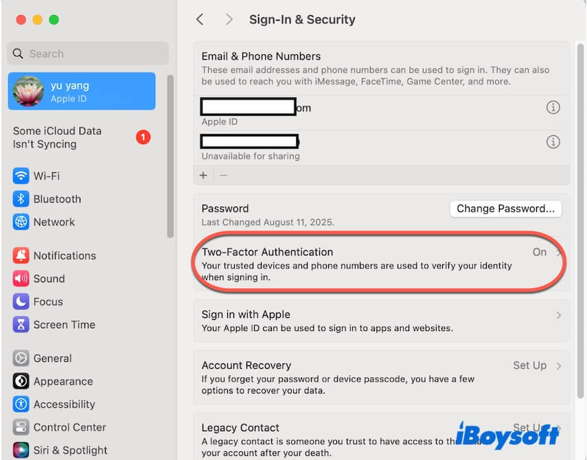 turn on two factor authentication
