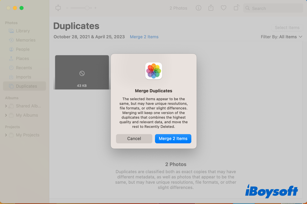merge duplicate photos mac