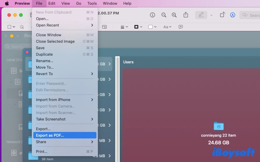 export image as PDF with Mac Preview