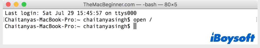 open root folder terminal