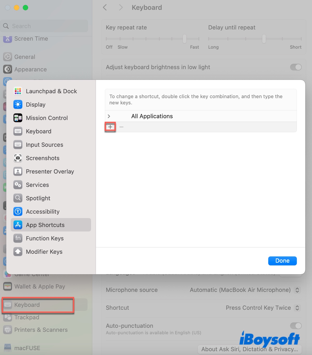 Add a keyboard shortcut on Mac