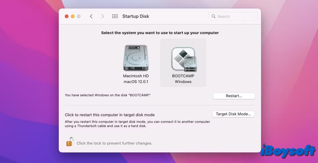 set startup disk in system preferences