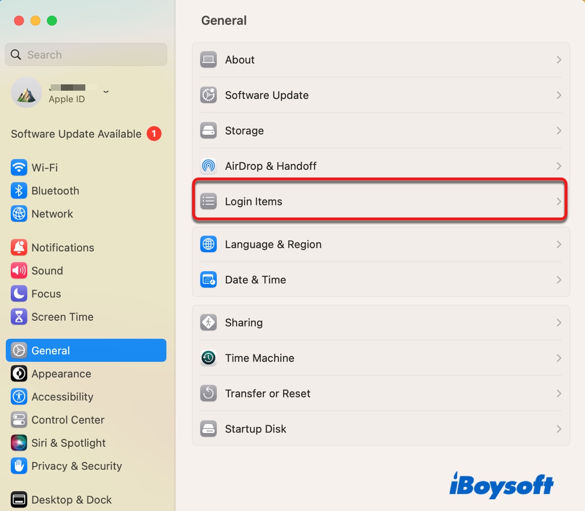 Find startup programs or login items on macOS Ventura