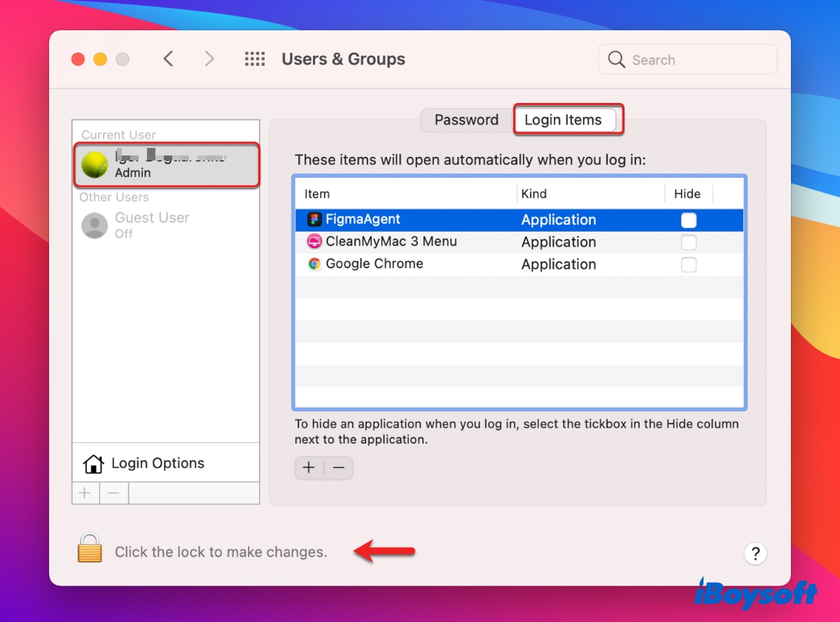 How to find startup programs or login items on Monterey or earlier
