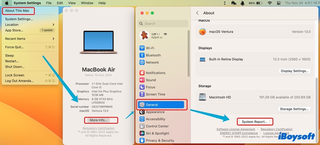 find system report on macos ventura