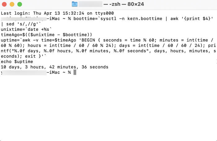 How to check Mac uptime in seconds