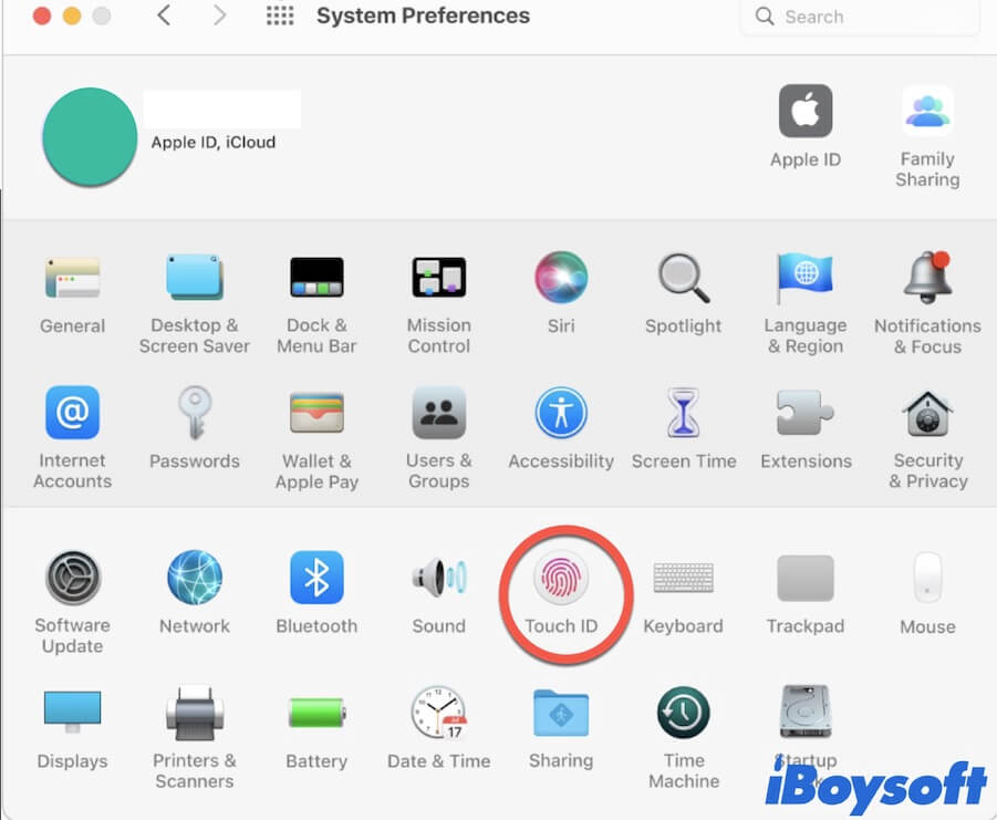 Open Touch ID in System Prefereces on Mac