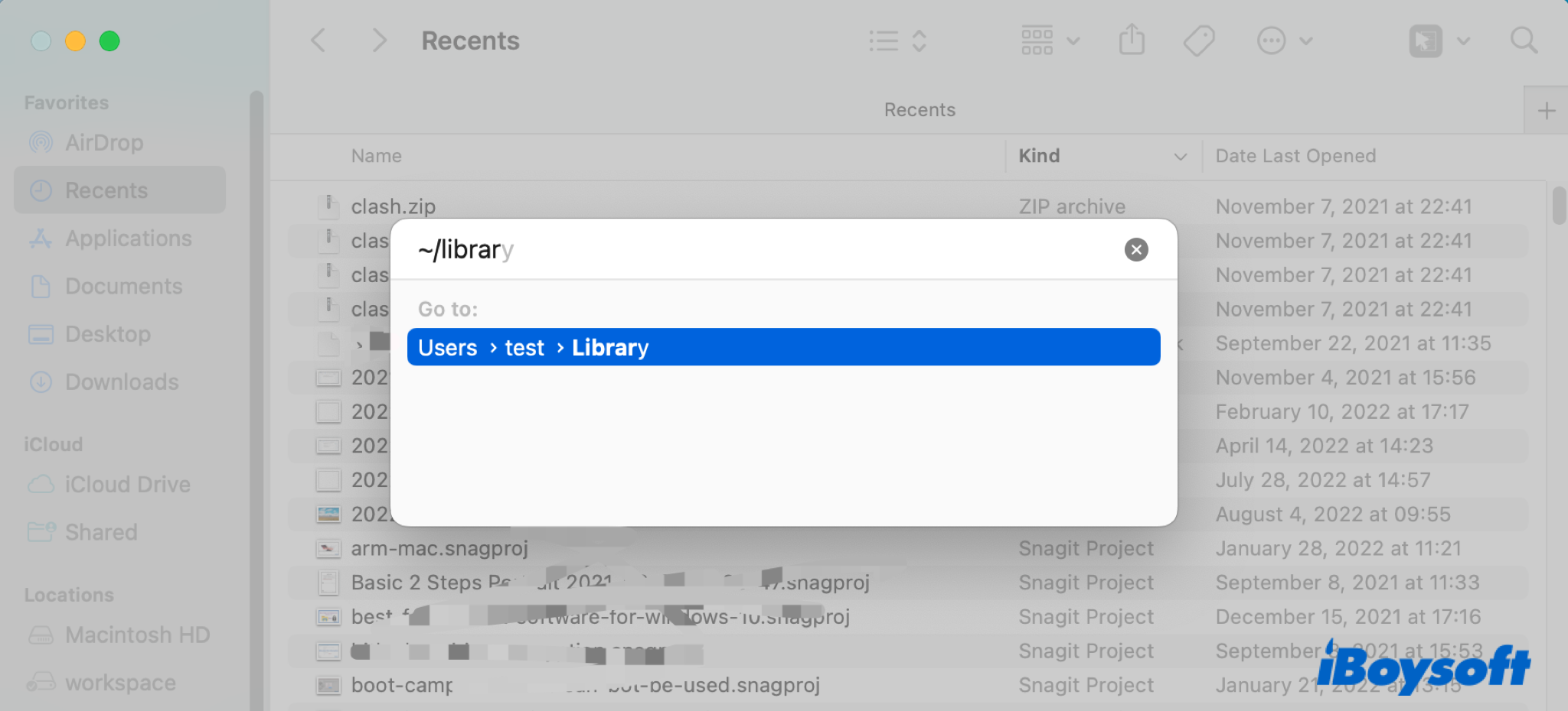 search Library in Go to Folder