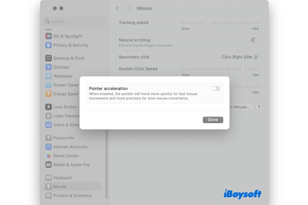 Disable mouse acceleration on Mac