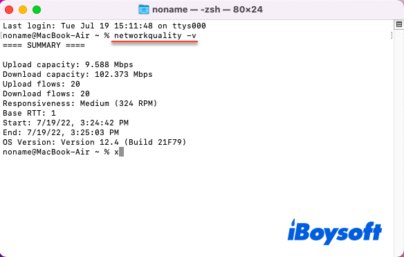 run networkquality v to get more information