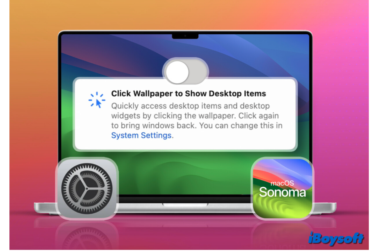 macos sonoma click wallpaper to reveal desktop