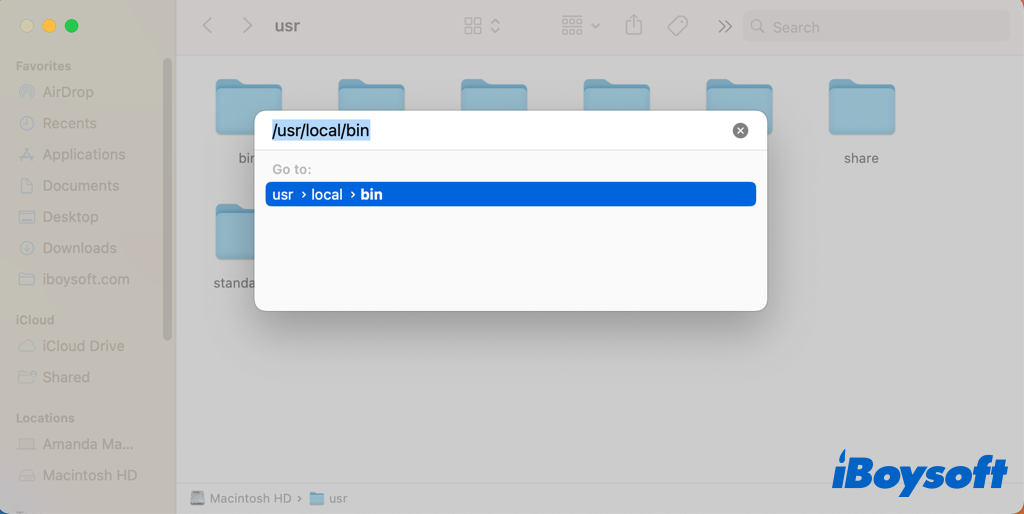 access usr local bin
