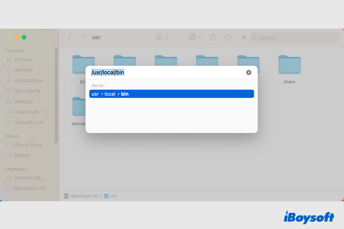 macos usr local bin