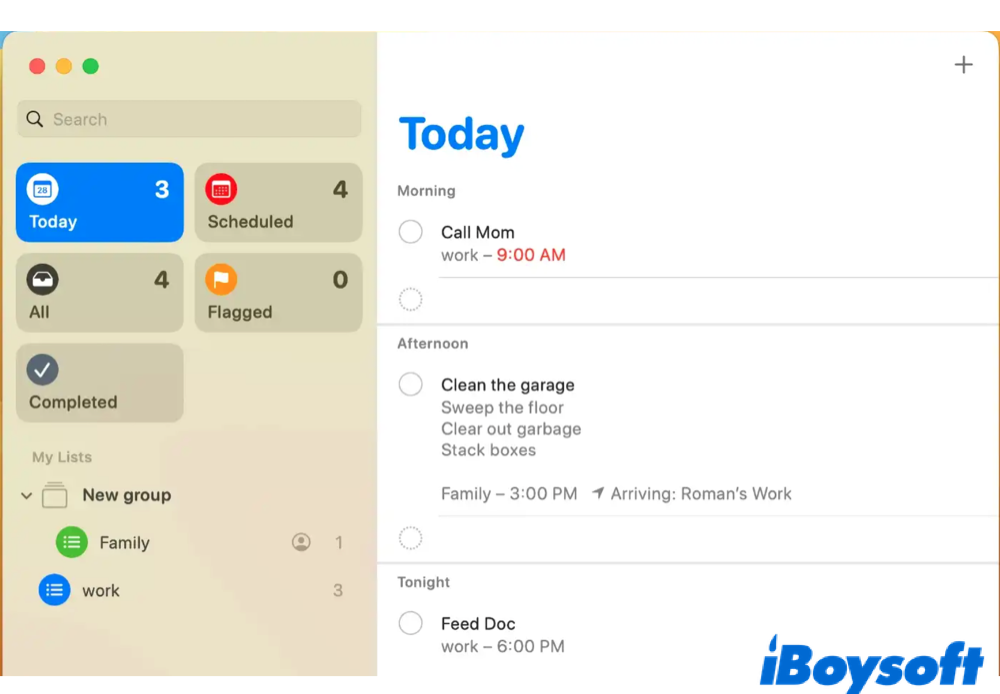 Reminders timeline