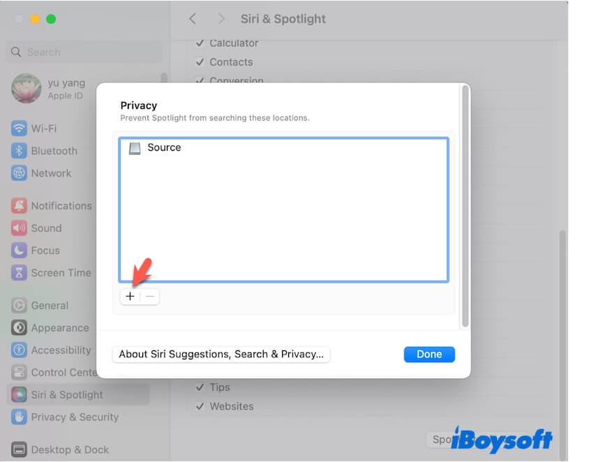 add folders and drives to spotlight privacy list