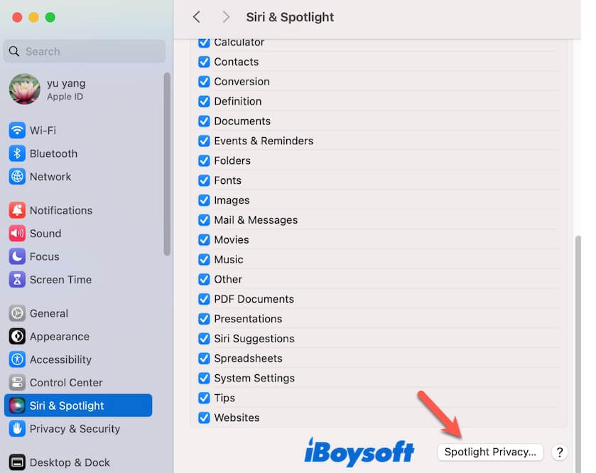 open Spotlight Privacy