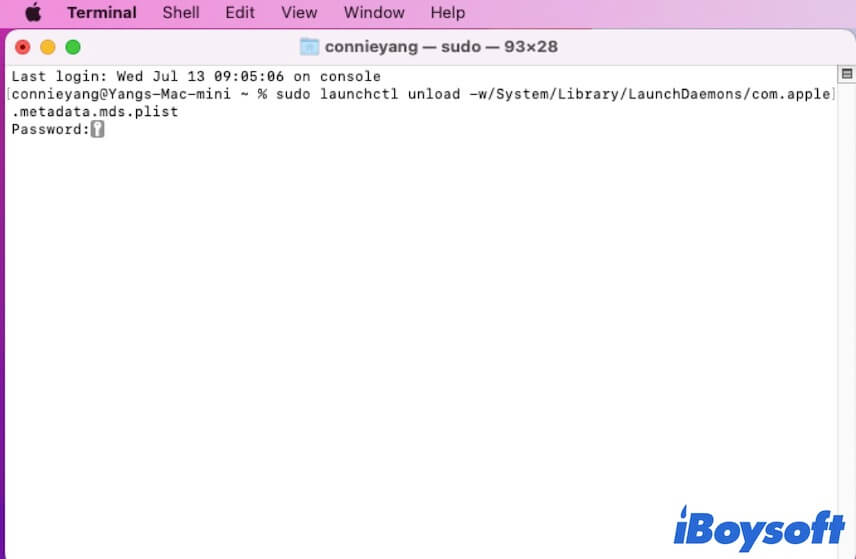 disable mds stores on Mac with Terminal