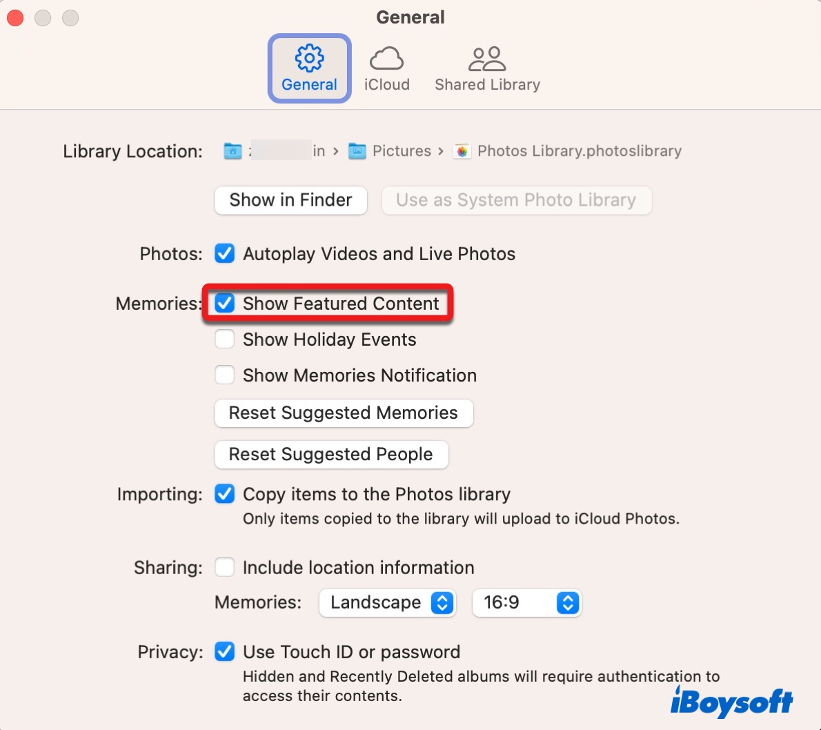 Disable the Memories album