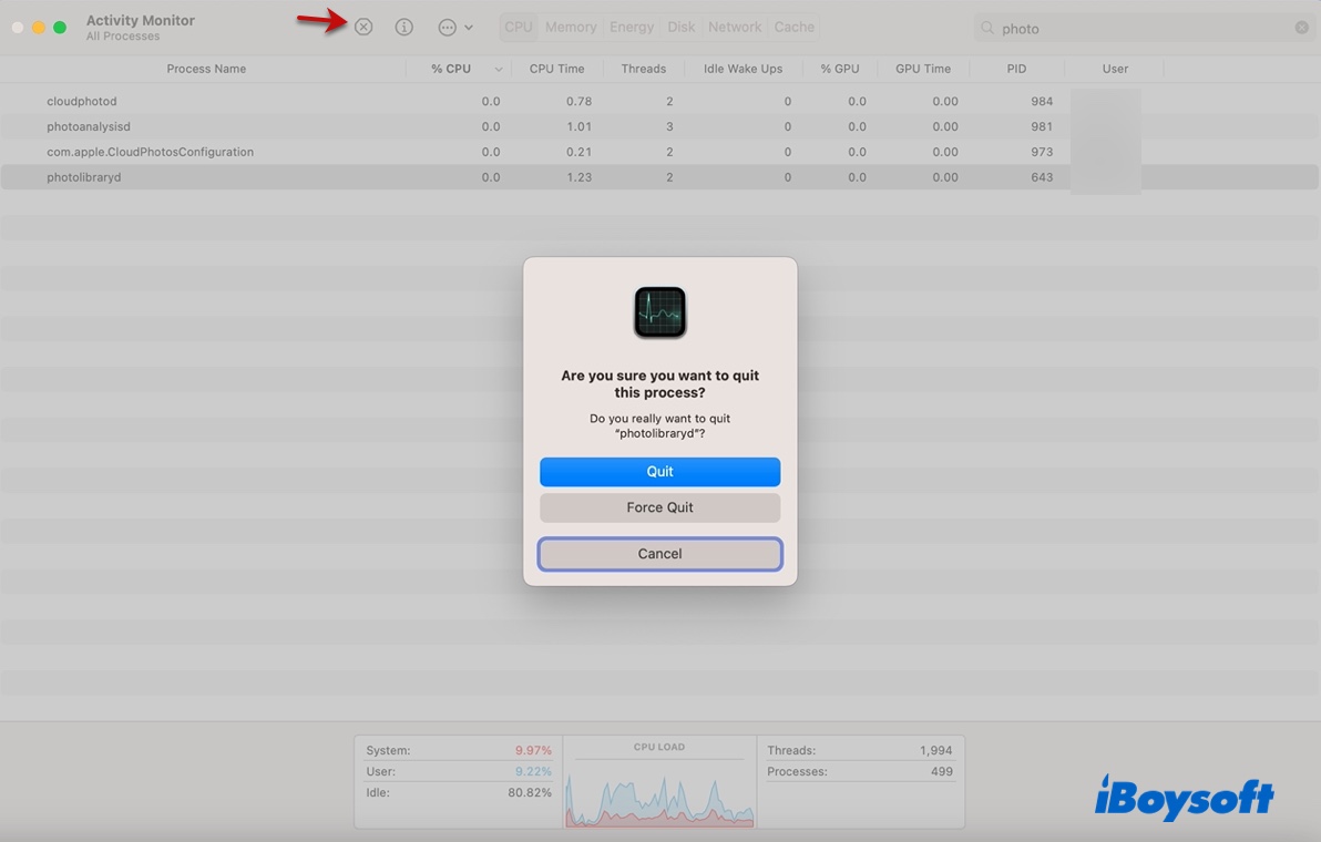 Quit photolibraryd in Activity Monitor