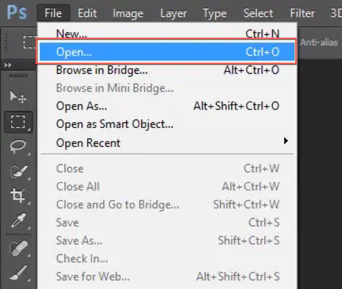 Open PSD file with Photoshop