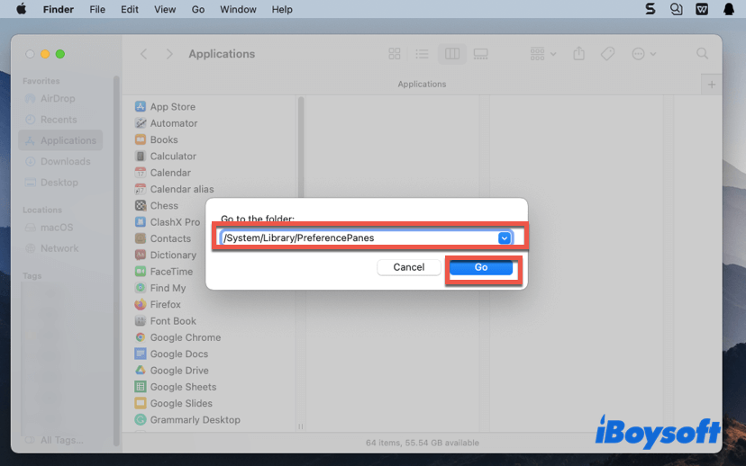 find Preference Pane on your Mac