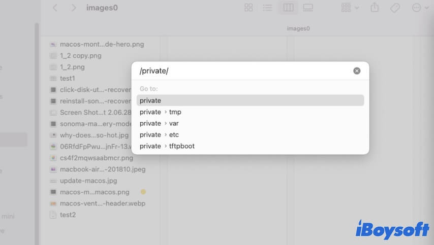 enter the private folder path